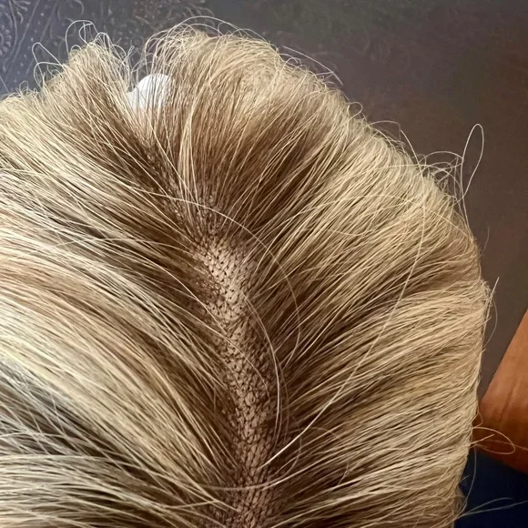 Human Hair Lace Front Wig – 18” Honey Blonde Highlights w/ Dark Roots